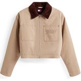 Tommy Jeansvoor vrouwen. DW0DW21665 Gewatteerd cropped jack met wit logo (S), Casual, Katoen