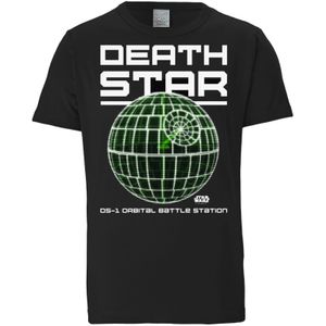 LOGOSHIRT Shirt 'Star Wars - Death Star'  groen / zwart / wit