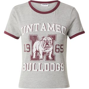 Noisy may Shirt 'NMKATINKA'  grijs gemêleerd / bourgogne / wit