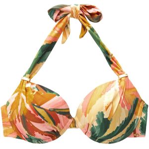 Next Bikinitop  mosterd / smaragd / koraal / rosa