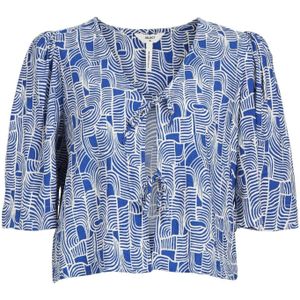 OBJECT Blouse 'Daya'  royal blue/koningsblauw / wit