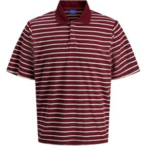 JACK & JONES Shirt 'JORGEN'  donkerrood / wit