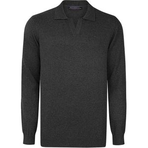 Felix Hardy - Gebreide Polo Trui - Antraciet - 100% Katoen - Heren