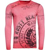 Rusty Neal - Lang Overhemd - Katoen - Slim Fit - Blauw