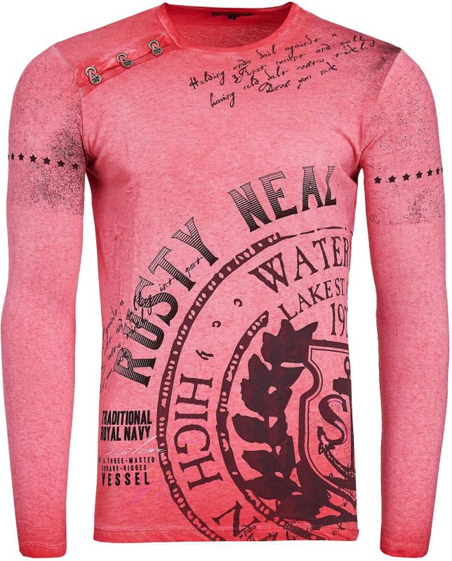 Rusty Neal - Lang Overhemd - Katoen - Slim Fit - Blauw