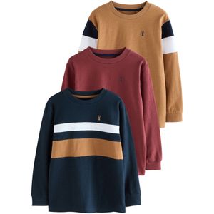 Next Shirt  camel / navy / karmijnrood / wit