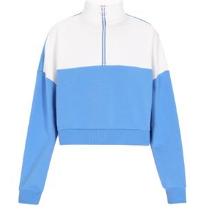 myMo - ATHLSR - Sweatshirt - Royal Blue/Wit - Halve Rits - Color-Blocking