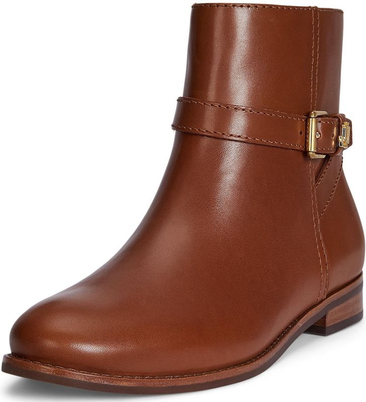 Lauren Ralph Lauren - Brooke II - Enkellaarsjes - Bruin - Kalfsleer - Plat - Ritssluiting - Casual