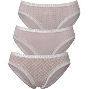 Bikinibroekje - Taupe - Katoen - Kant