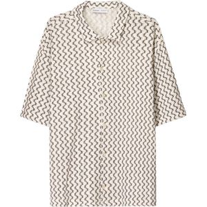 Bershka Overhemd  ecru / zwart