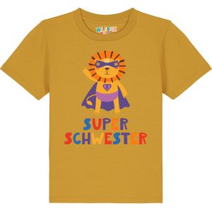 watabout.kids Shirt 'Löwe Superschwester'  royal blue/koningsblauw / oker / lichtlila / donkerlila
