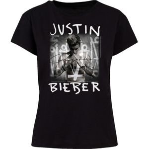 F4NT4STIC Shirt 'Justin Bieber'  zwart / wit