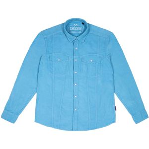 Checker Overhemd ' Dynasty Cord '  lichtblauw