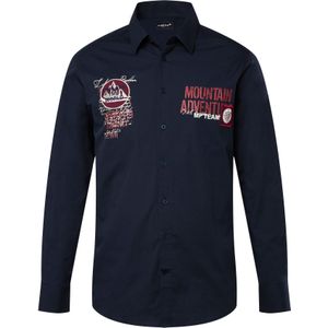 Men Plus Overhemd  blauw gemêleerd / rood