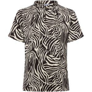 MORE & MORE - Blouse - Crème / Chocoladebruin - Dierenprint - Kwartmouw