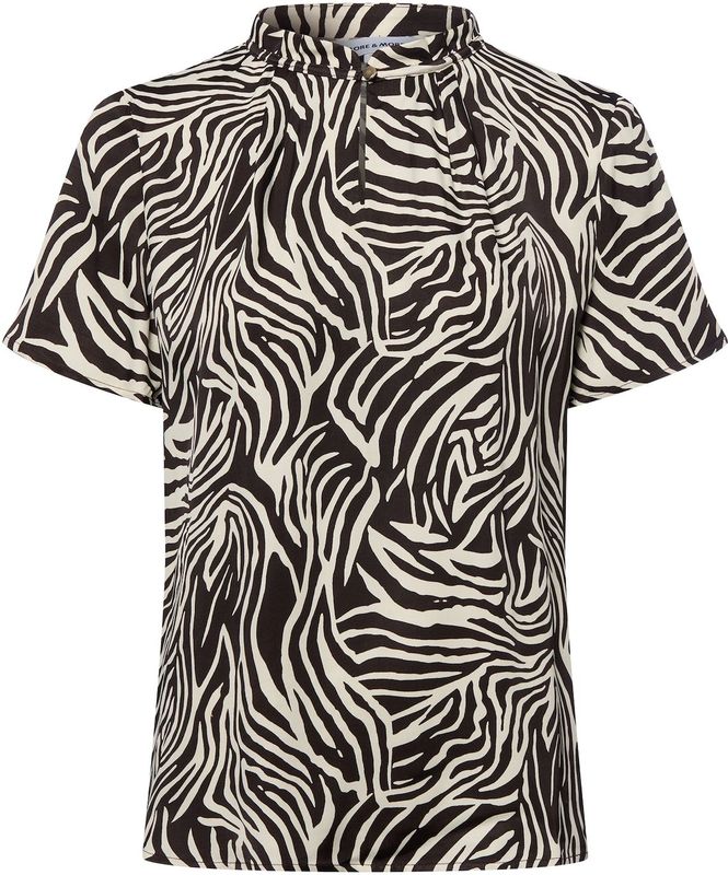 MORE & MORE - Blouse - Crème / Chocoladebruin - Dierenprint - Kwartmouw