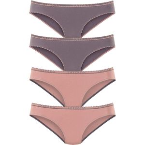 Lascana - Slip - Taupe/Rosé - Set van 4 - Elastische Katoenkwaliteit