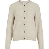 VILA - Gebreid Vest - Beige - Lange Mouw - Normale Pasvorm