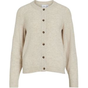 VILA - Gebreid Vest - Beige - Lange Mouw - Normale Pasvorm