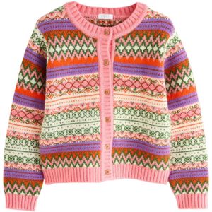 Next Gebreid vest  groen / lila / oranje / rosa