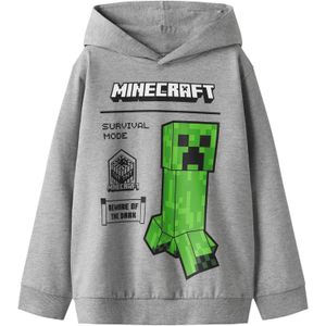 TWO SOON Sweatshirt 'Minecraft'  grijs / groen / zwart / wit