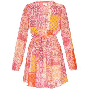 IZIA Blousejurk  curry / oranje / pink / wit