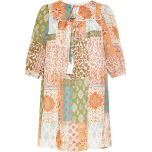 Gaya Jurk 'Festival'  lichtblauw / groen / oranje / wit