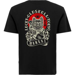 Oldskull Shirt 'ASIAN REBEL CAT KANJI GRAPHIC'  geel / rood / zwart / wit