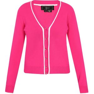 faina Gebreid vest  fuchsia / wit