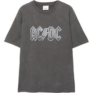 Pull&Bear Shirt 'AC/DC'  grijs / wit