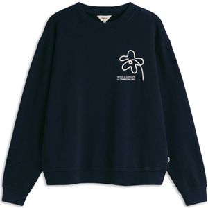 Thinking MU Sweatshirt 'Flower Rope'  navy / wit