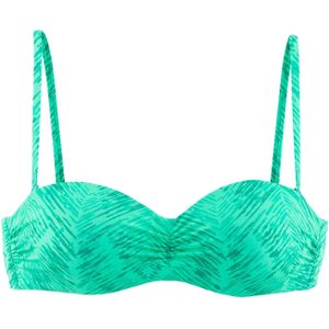 Bandeau Bikini - Groen Gedessineerd - Met Sluiting Achter - Ingewerkte Softcups