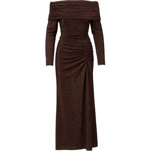 Adrianna Papell Gebreide jurk 'Metallic Knit Long Dress'  donkerbruin