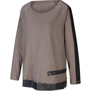 T-shirt - Taupe - 100% Katoen - Lange Mouwen - Ronde Hals