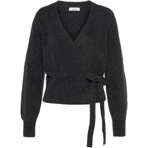 Lascana - Wikkelvest - Antraciet - Vest met Bindstrik en Brede Ribband - Loungewear