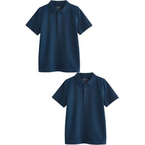 Next - Poloshirt - Navy - 2 Pack - Knoopsluiting - Kwartmouw
