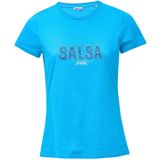 Salsa Jeans - Shirt - Blauw - Ronde Hals - Slanke Pasvorm - Kwartmouw