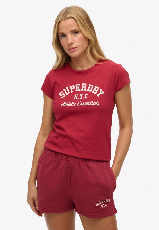 Superdry Shirt 'Athletic Essential'  rood / wit