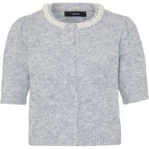 Vero Moda Petite Gebreid vest 'VMOCEAN'  grijs gemêleerd / parelwit