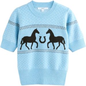 Next Trui  lichtblauw / zwart / wit