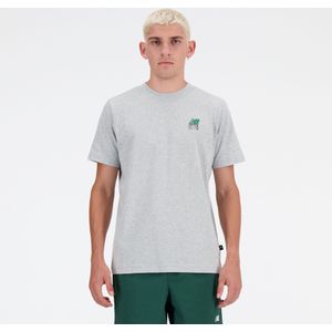 New Balance - Essentials - T-shirt - Lichtgrijs - Groen - Zwart