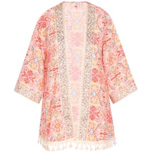 IZIA Kimono  lichtblauw / geel / rosa / grenadine