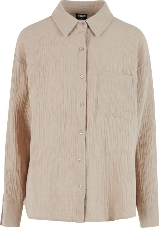 Urban Classics - Blouse - Donkerbeige - Klassieke Blouse - Lange Mouw