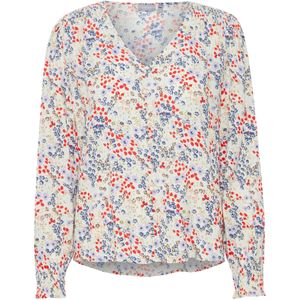 Fransa Blouse 'Flowy'  beige / blauw / grijs / rood