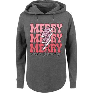 F4NT4STIC Sweatshirt 'Merry Christmas Print Leo Print'  donkergrijs / pink