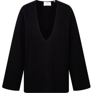 Seidensticker - Gebreide Trui - Zwart - V-hals - Lange Mouwen - Relaxed Fit