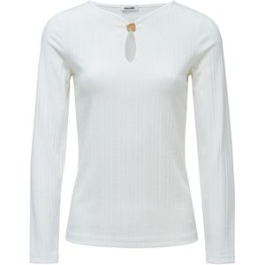 Salsa Jeans - Shirt - Parelwit - Lange Mouw - Slanke Pasvorm