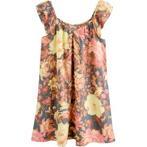 Next Jurk  navy / lichtgeel / oranje / pink