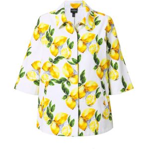 Ulla Popken Blouse  citroengeel / donkergroen / natuurwit