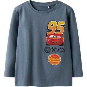 NAME IT Shirt 'NMMODINO CARS'  duifblauw / oranje / rood / wit